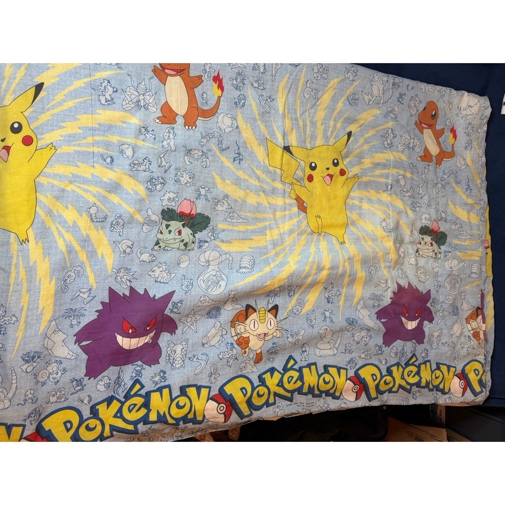 Vintage Nintendo 1998 Pokemon Full Size Bed Comforter Blanket (See Photos)